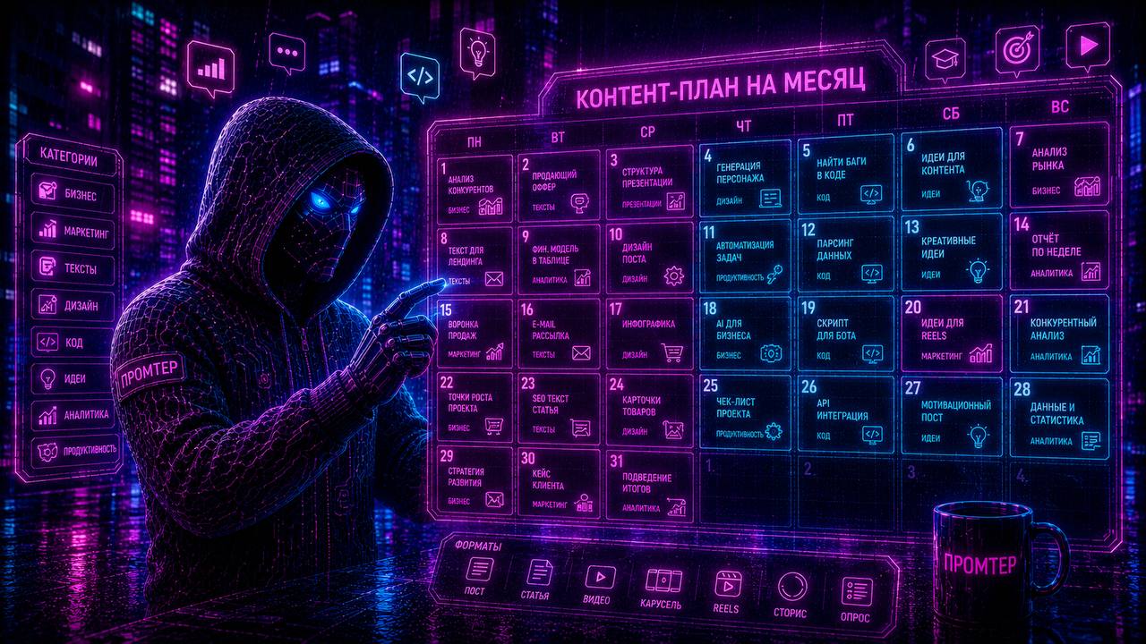 Контент-план на месяц за один запрос